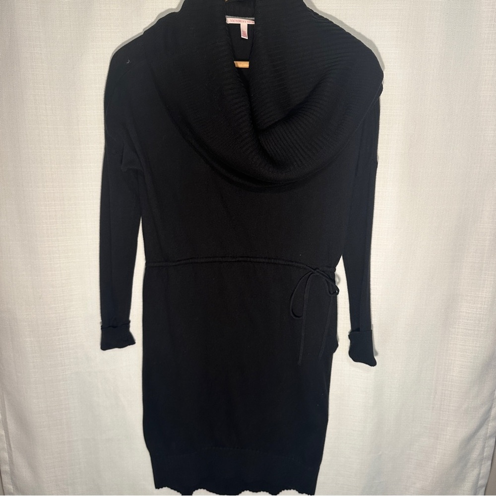 Victoria's Secret Black Long Sleeve Cowl Neck Sweater Dress Size XS